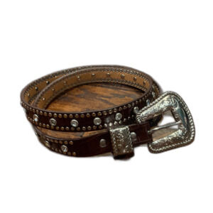 Nocona women's western belt brown leather rhinestones cowgirl rodeo EUC size XL